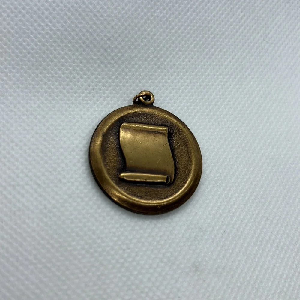 SCROLL / DIPLOMA PENDANT NECKLACE MEDAL BRONZE TONE CHARM